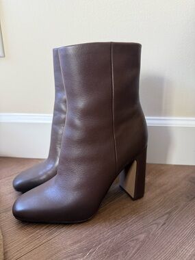 Steve Madden Chocolate Brown High Block Heel Ankle Boots
